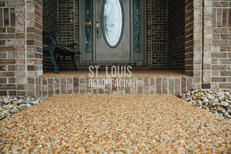 epoxy-stone porch, walkway, sidewalk resurfacing in st. louis, missouri. pebble-stone epoxy porch stl, mo.